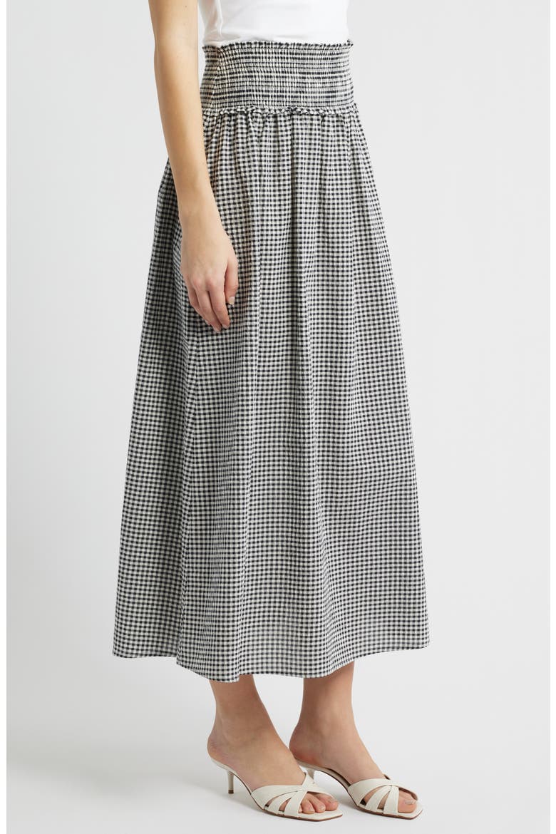 The Delphine Gingham Midi Skirt, Alternate, color, BLACK/ SAND GINGHAM