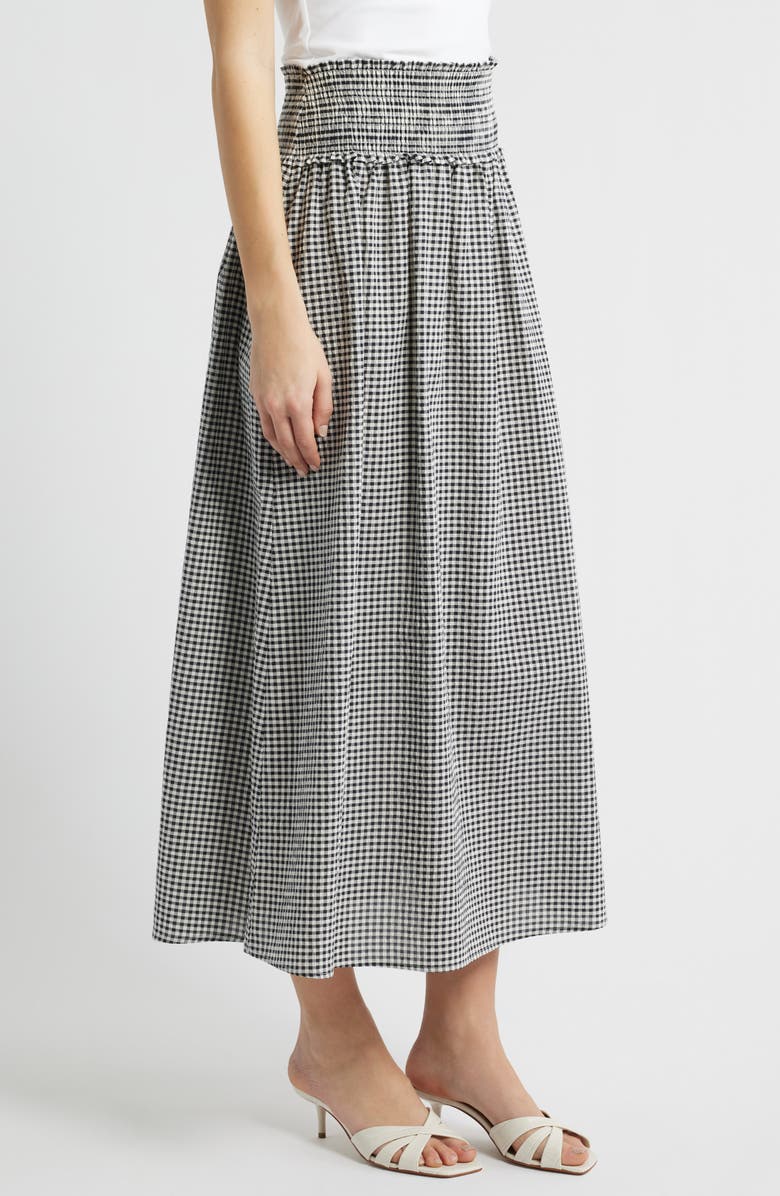 Hill House Home The Delphine Gingham Midi Skirt, Alternate, color, Black/ Sand Gingham