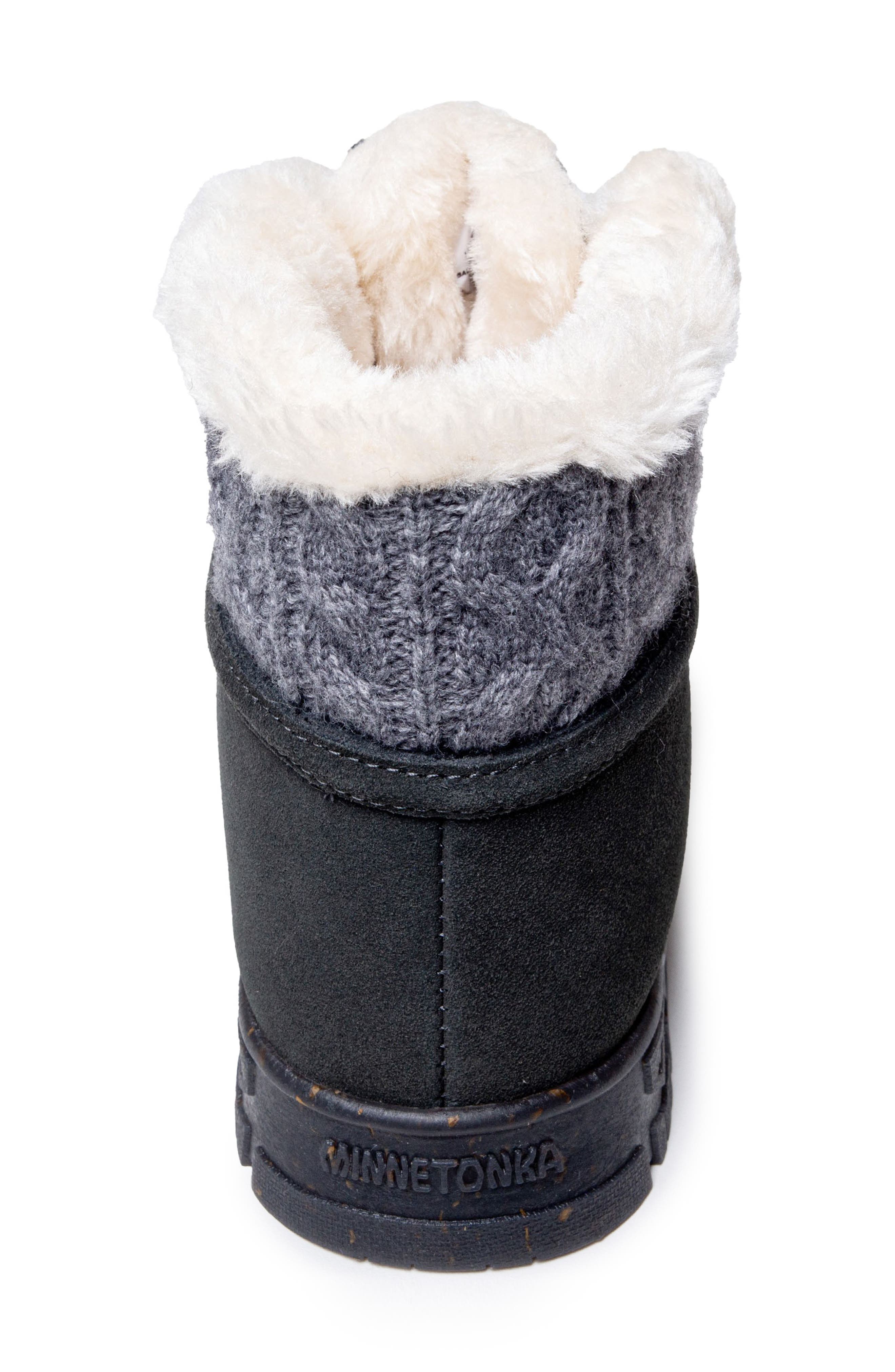 Minnetonka Norean Faux Fur Lined Slipper Bootie, Alternate, color, Charcoal