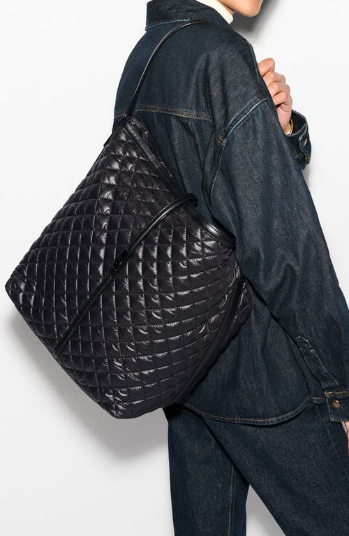 Mz Wallace Large Astor Quilted Nylon Hobo Bag In Black