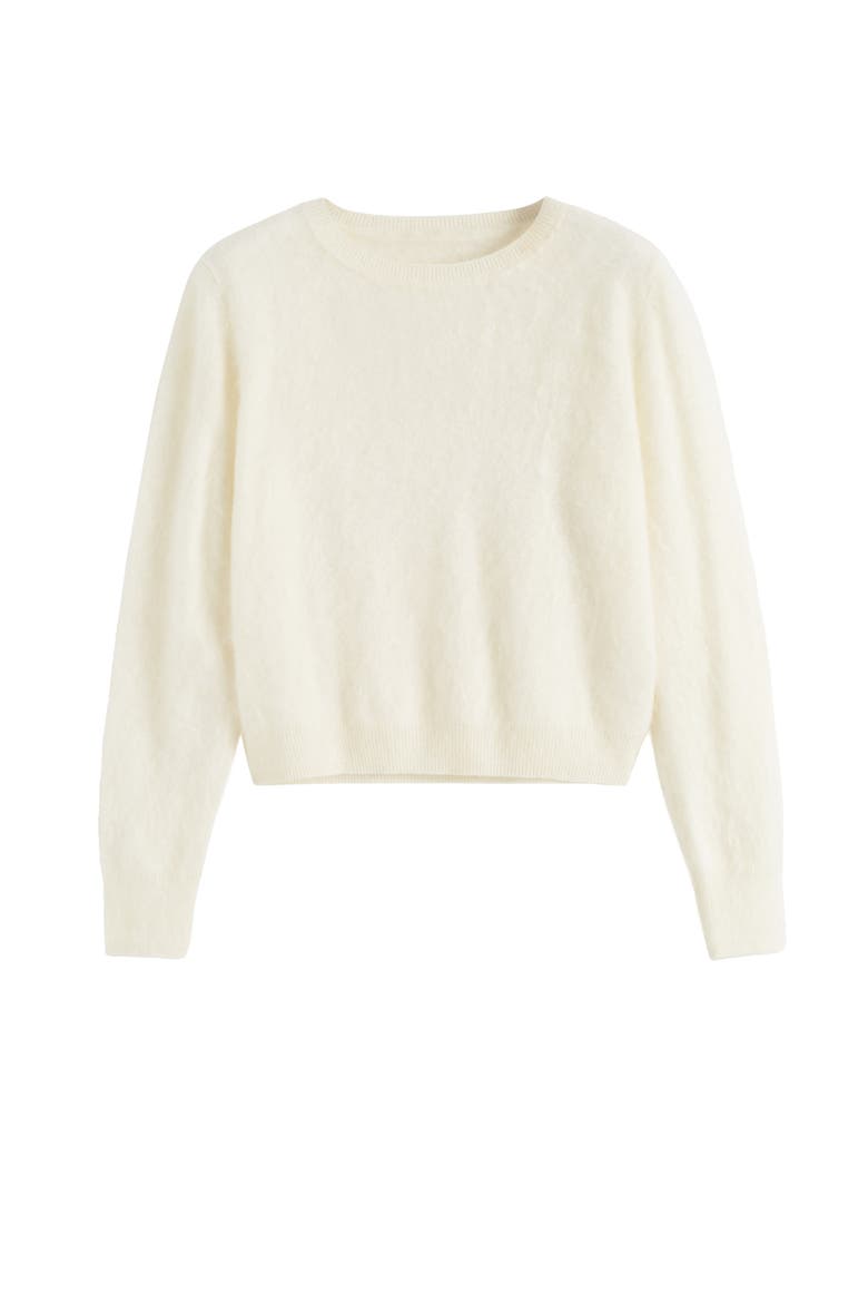 Brushed Cashmere Crewneck Sweater, Alternate, color, Cream