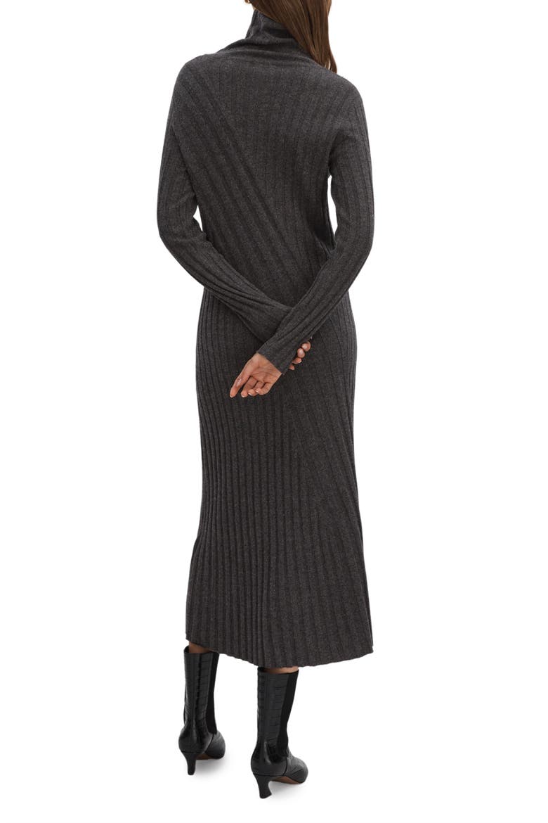 Cady Long Sleeve Wool Blend Rib Sweater Dress, Alternate, color, CHARCOAL