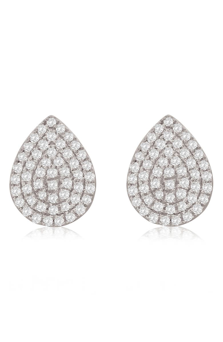 SUZY LEVIAN DIAMONDS Pavé Diamond Teardrop Stud Earrings, Main, color, White