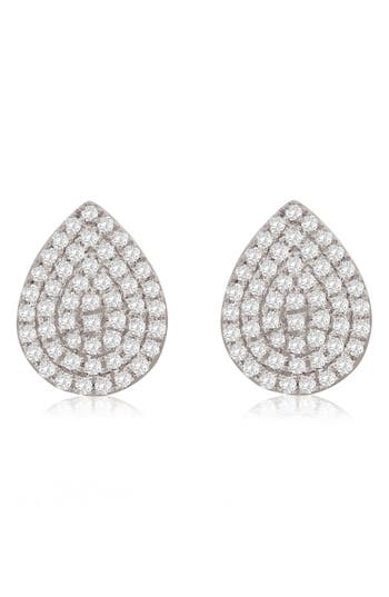 Suzy Levian Diamonds Pavé Diamond Teardrop Stud Earrings In White