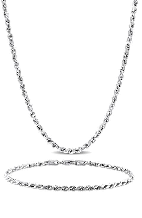 Rope Chain Necklace & Bracelet Set