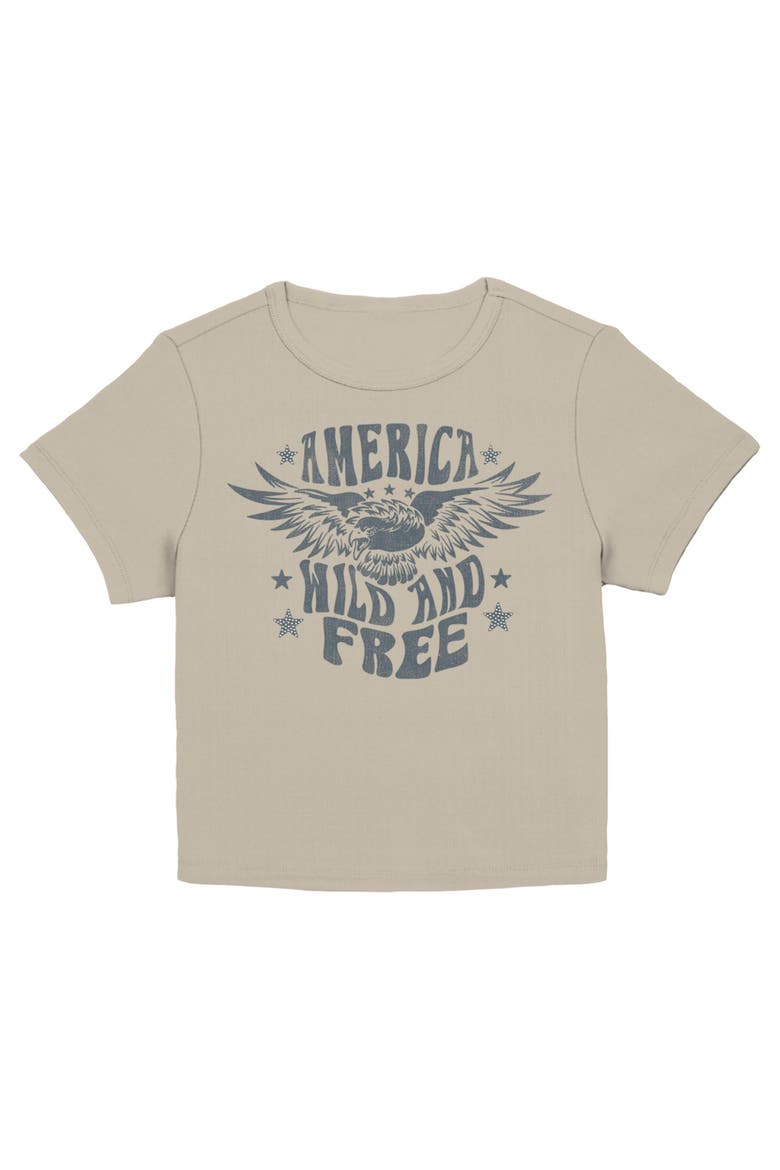 Junior's America Wild And Free Bald Eagle Short Sleeve Baby T-shirt, Main, color, Plaza Taupe