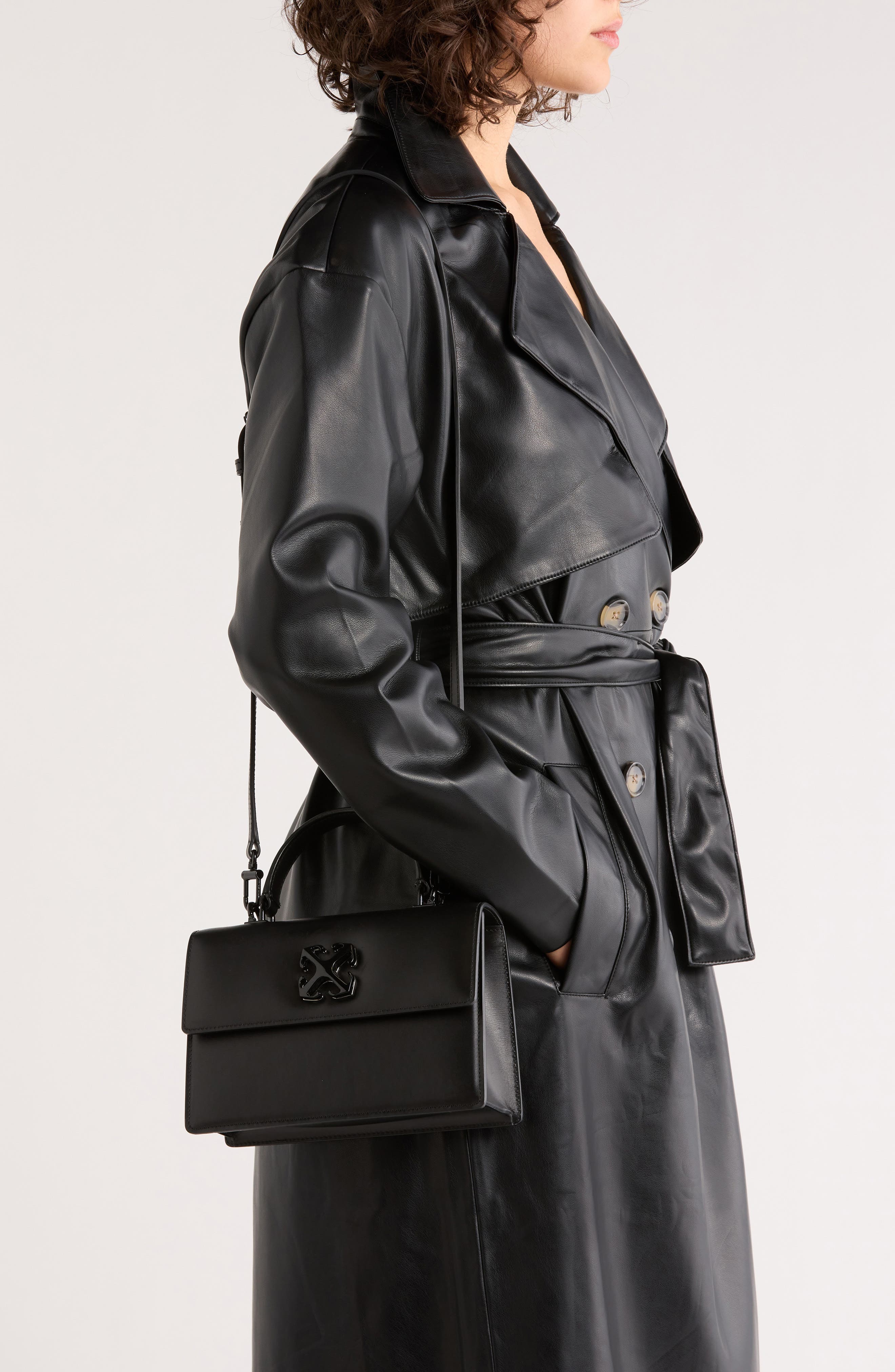 Off-White Jitney 1.4 Leather Top Handle Bag, Alternate, color, 