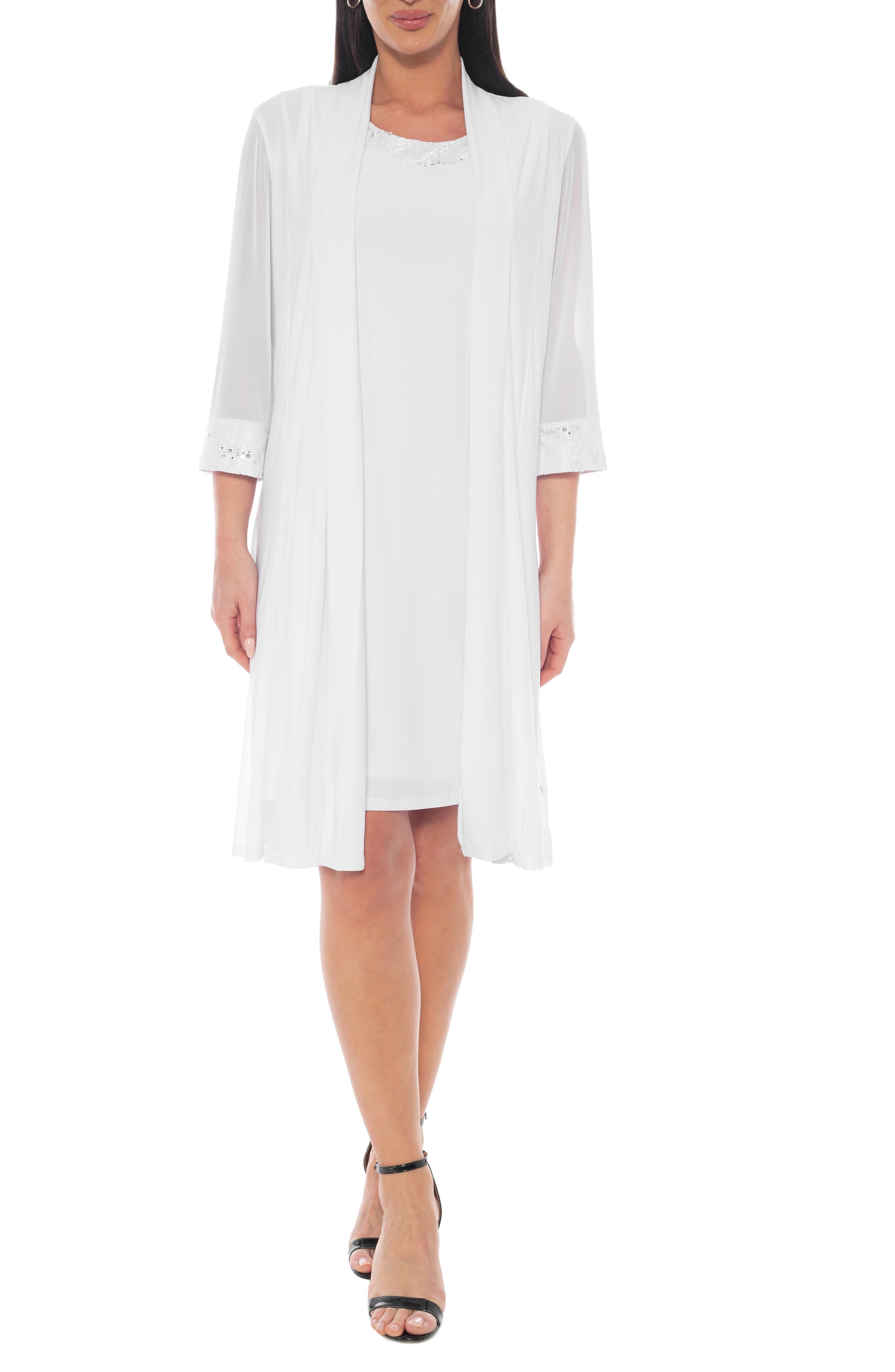 Marina Sequin Embellished Shift Dress with Jacket