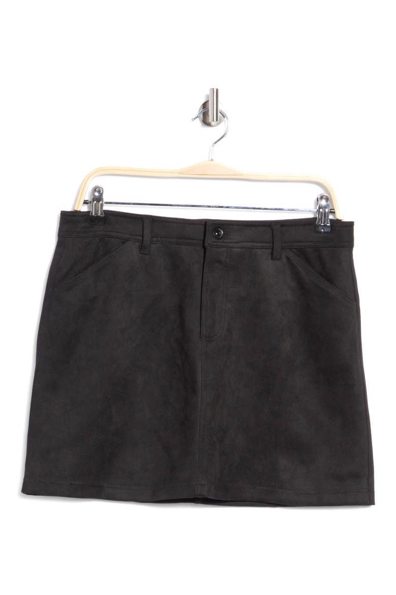 Faux Suede Miniskirt, Main, color, BLACK