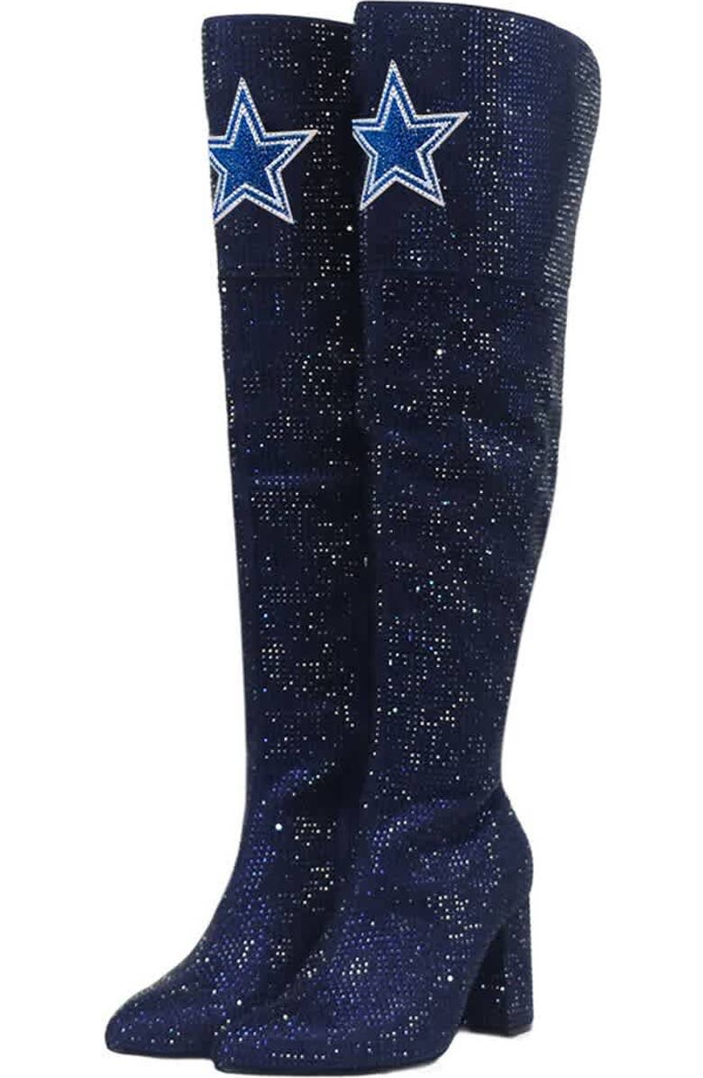 CUCE Women's Cuce Navy Dallas Cowboys Team Color Crystal Over-The-Knee Boots, Main, color, Navy