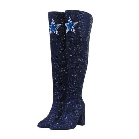 Women's Cuce  Navy Dallas Cowboys Team Color Crystal Over-The-Knee Boots
