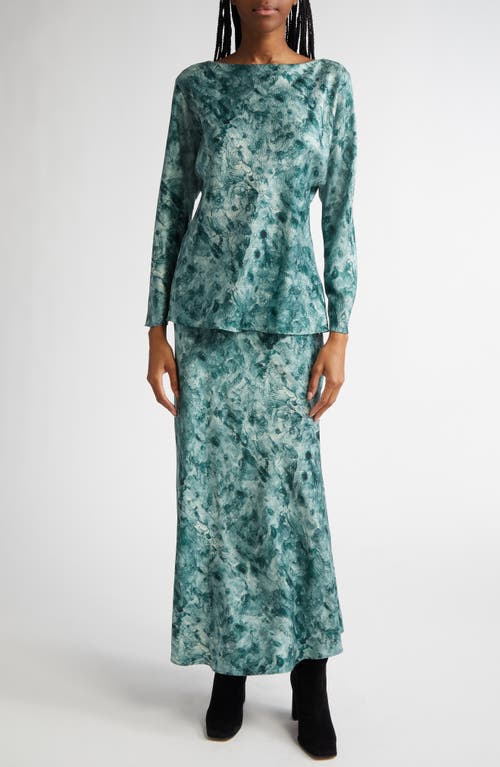 LAFAYETTE 148 LAFAYETTE 148 NEW YORK IMPASTO PRINT BIAS CUT TEXTURED STRETCH SILK MAXI SKIRT 