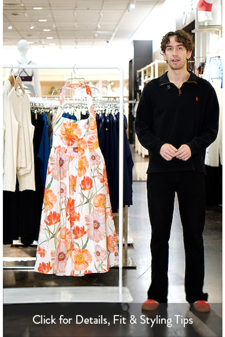 Camellia Floral Halter Neck Stretch Cotton Dress video