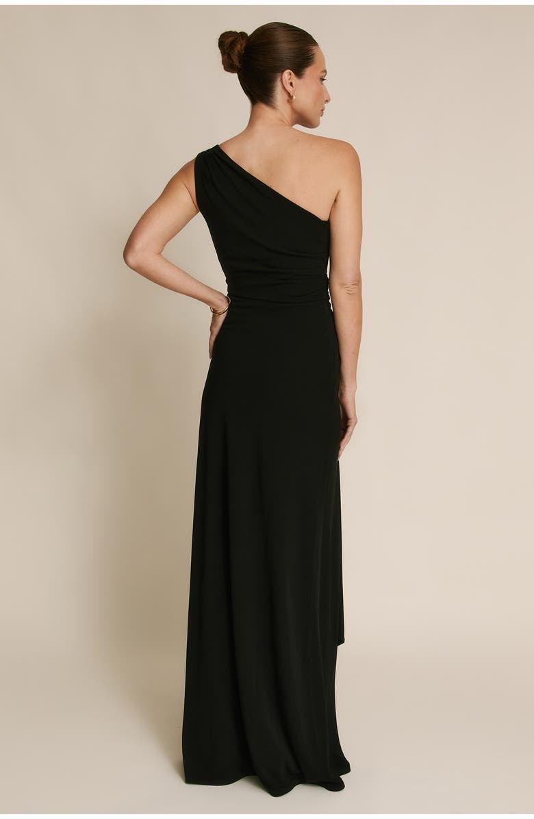 Six Stories One Shoulder Drape Stretch Bridesmaid, Alternate, color, Black