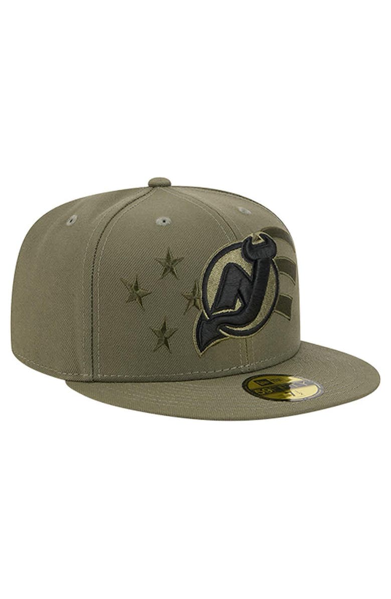 New Era Men's New Era Olive New Jersey Devils Military Appreciation Flag 59FIFTY Fitted Hat, Alternate, color, Olive