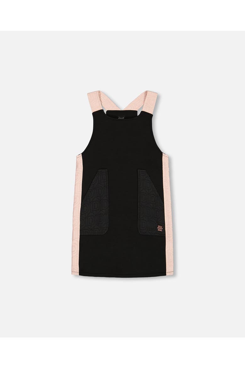 Little Girl's Jumper Dress With Contrast Band Black, Main, color, Anthracite