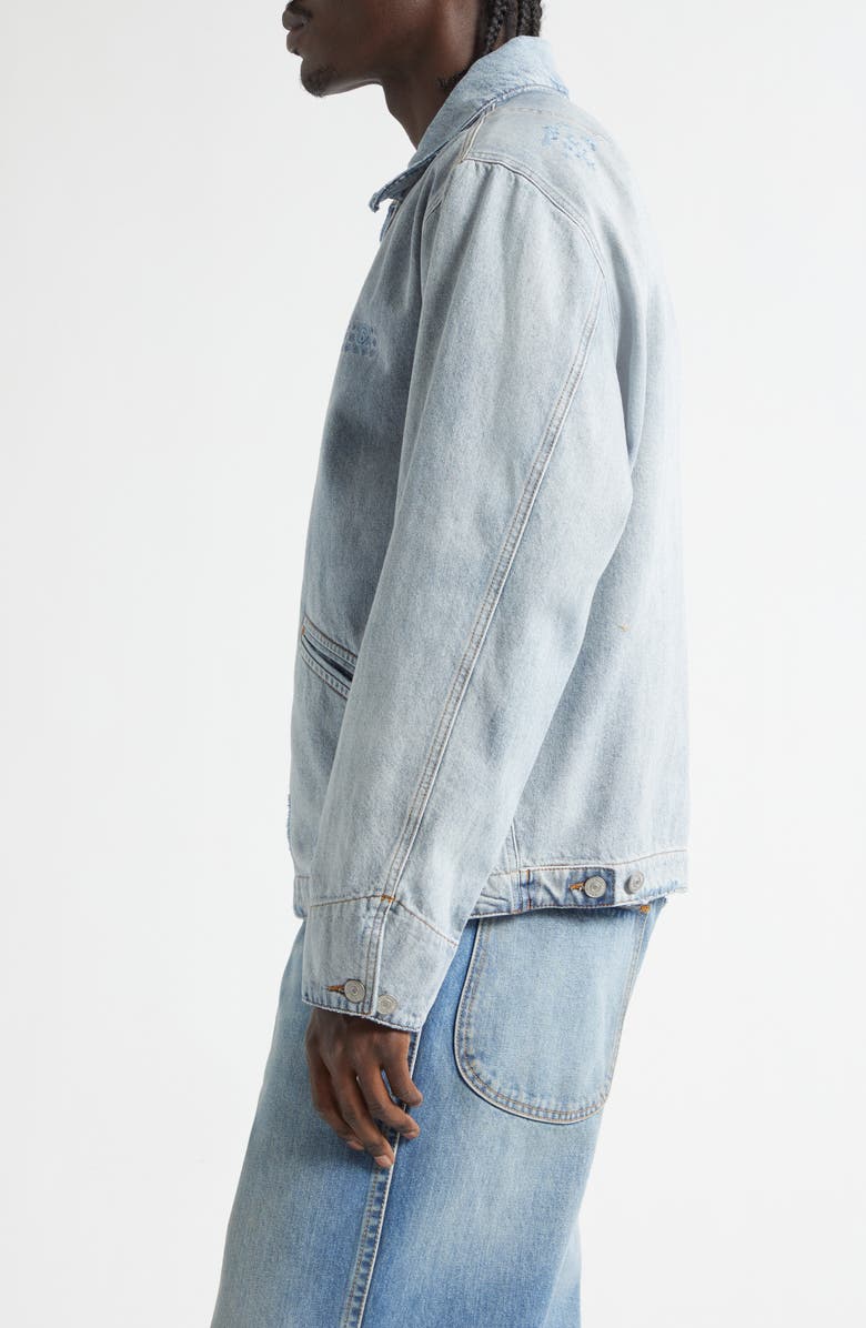 MM6 Maison Margiela Distressed Zip-Up Denim Trucker Jacket, Alternate, color, Light Blue