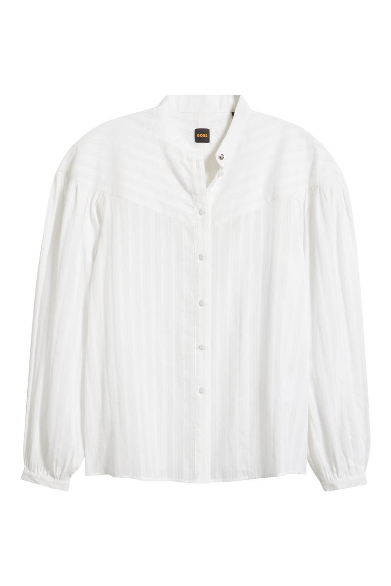 Bilmant Embroidered Stripe Cotton Muslin Button-Up Shirt, Alternate, color, WHT