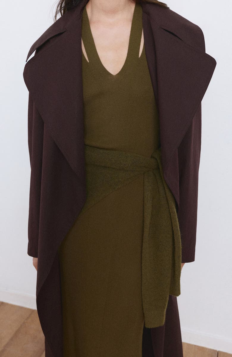 MANGO Cutout Ribbed Sweater Dress, Alternate, color, Khaki Green