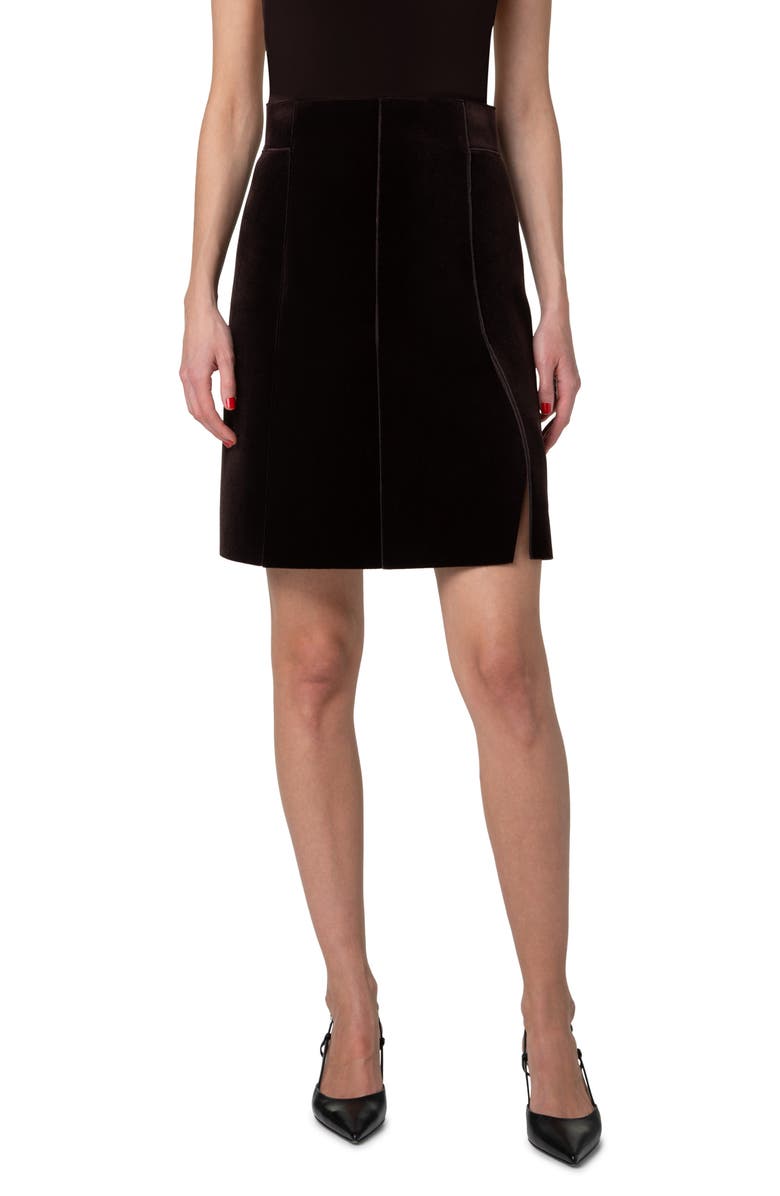Akris Velvet Spacer Knit Skirt, Main, color, 