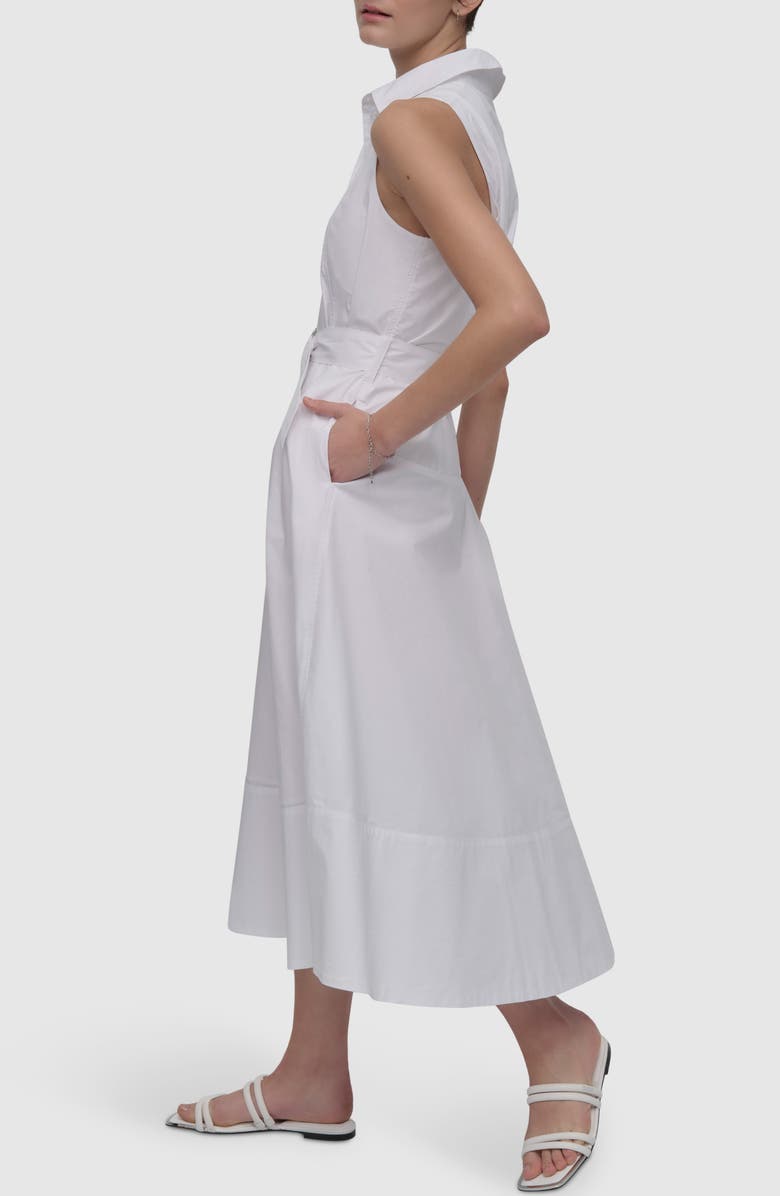 DKNY Jeans Belted Drop Waist Midi Dress, Alternate, color, White