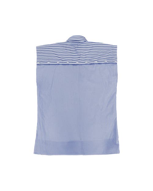 Theo The Label Echo Back Button Sleeveless Shirt In Palace Blue