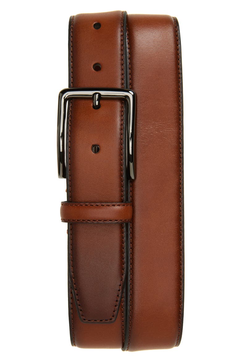 Tarek Leather Belt, Main, color, BROWN OCHRE