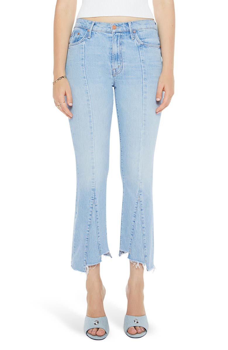 MOTHER The Insider Seamed Frayed Crop Straight Leg Jeans, Main, color, Lets Get It Together