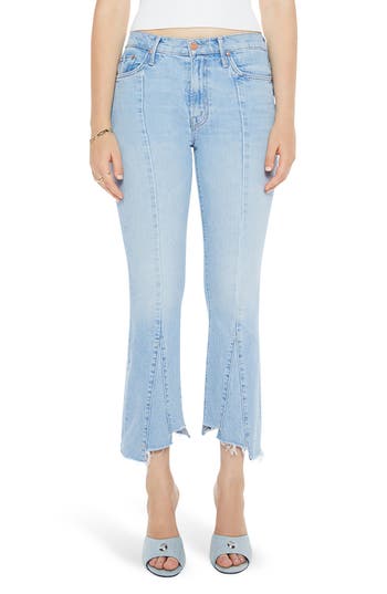 Mother The Insider Seamed Frayed Crop Straight Leg Jeans