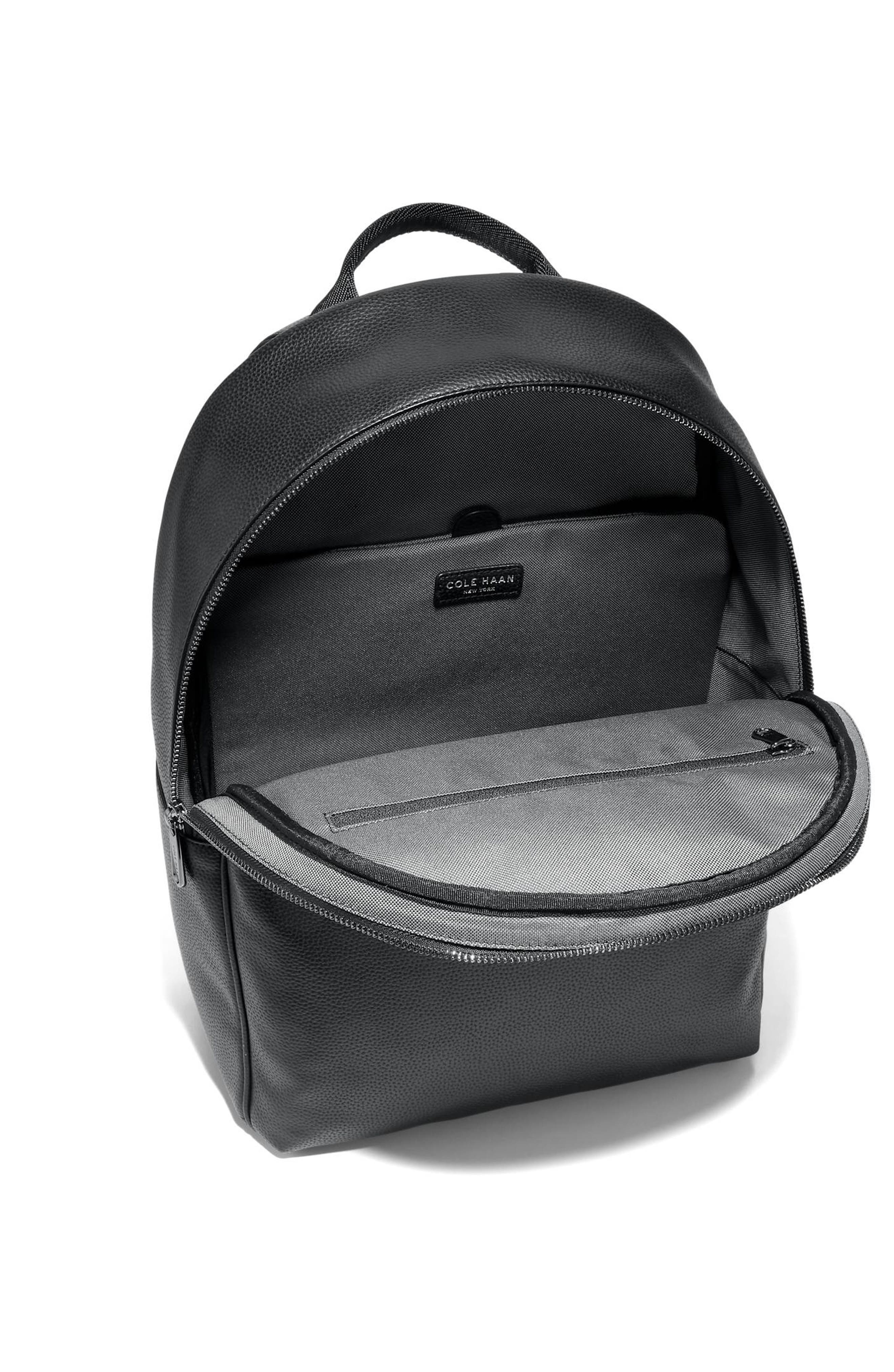 Cole Haan Belmont Leather Backpack, Alternate, color, Black