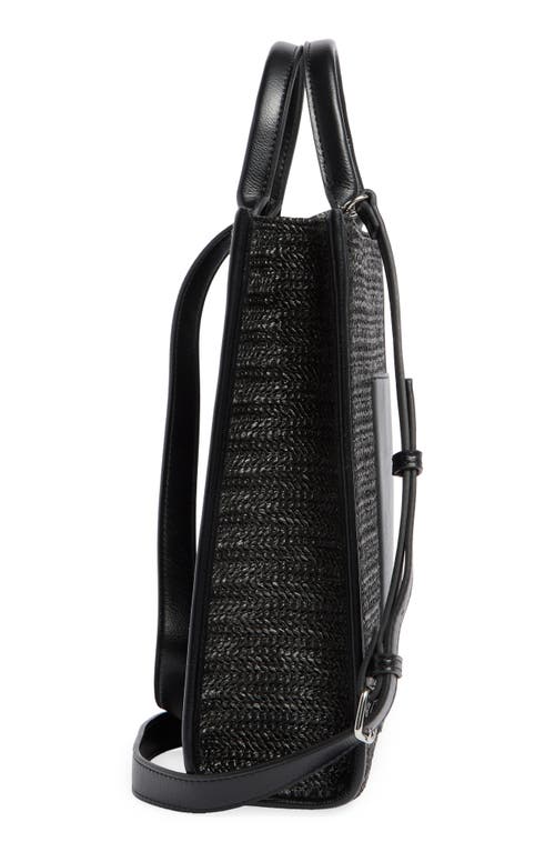 Bcbg Mini Whipstitched Straw Tote Bag In Black