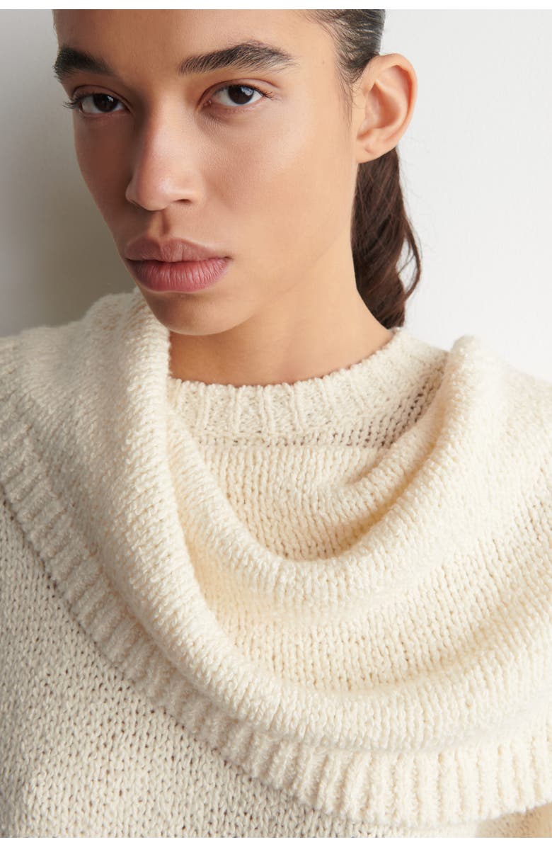 COS Layered Shawl Merino-Cashmere Sweater, Alternate, color, White