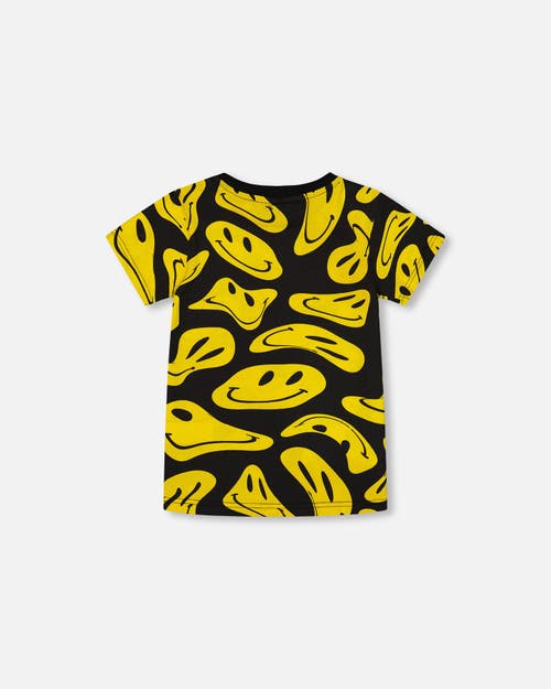 Deux Par Deux Little Boy's Printed Organic Cotton Tee Black And Yellow Smile In Black And Yellow Smile