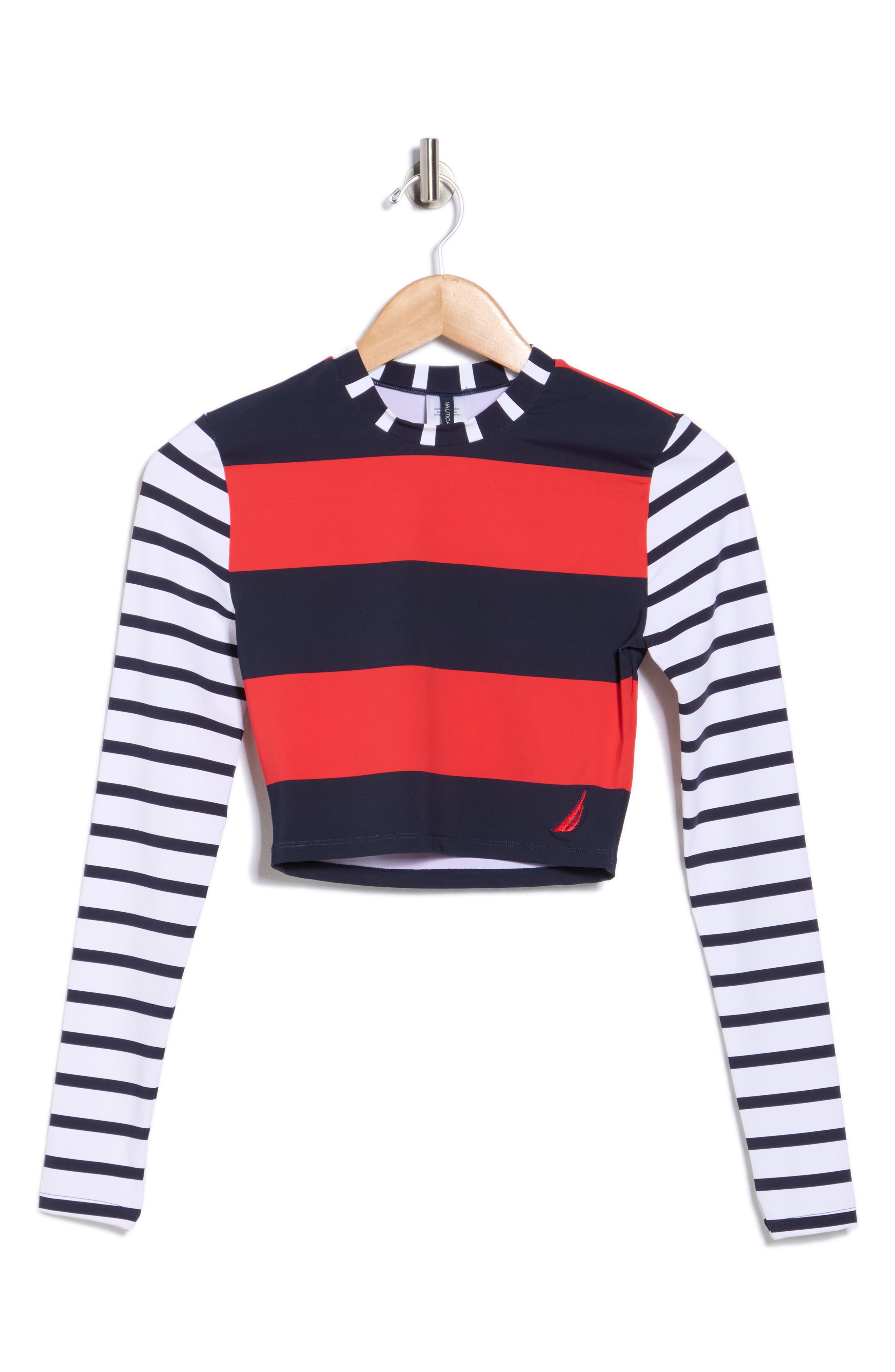 Nautica Stripe Long Sleeve Crop Rashguard