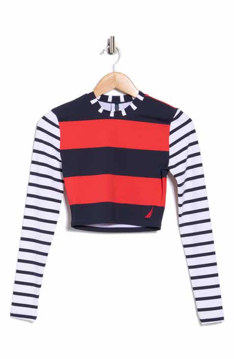 Nautica Stripe Long Sleeve Crop Rashguard