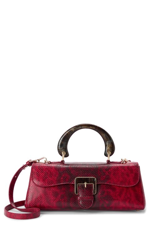 Dayan Croc Embossed Leather Satchel