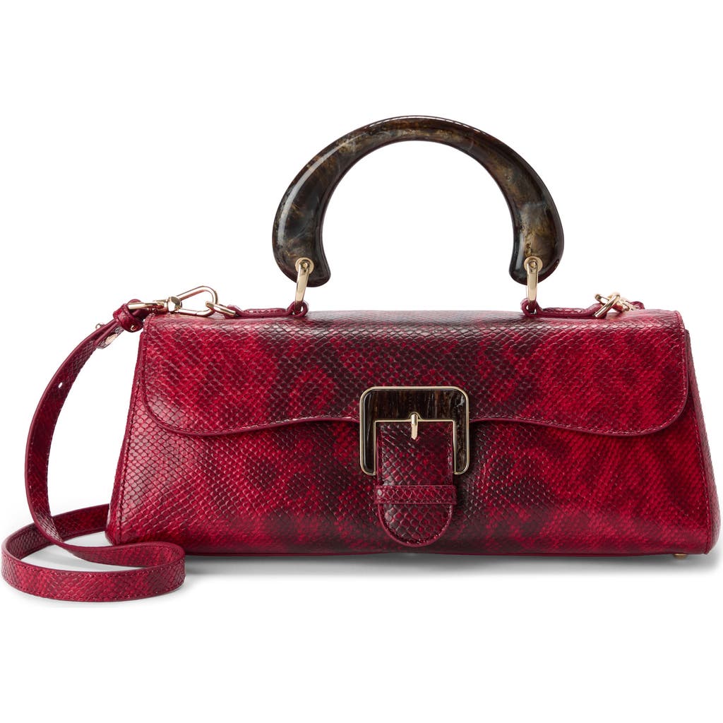 Brahmin Dayan Croc Embossed Leather Satchel In Red
