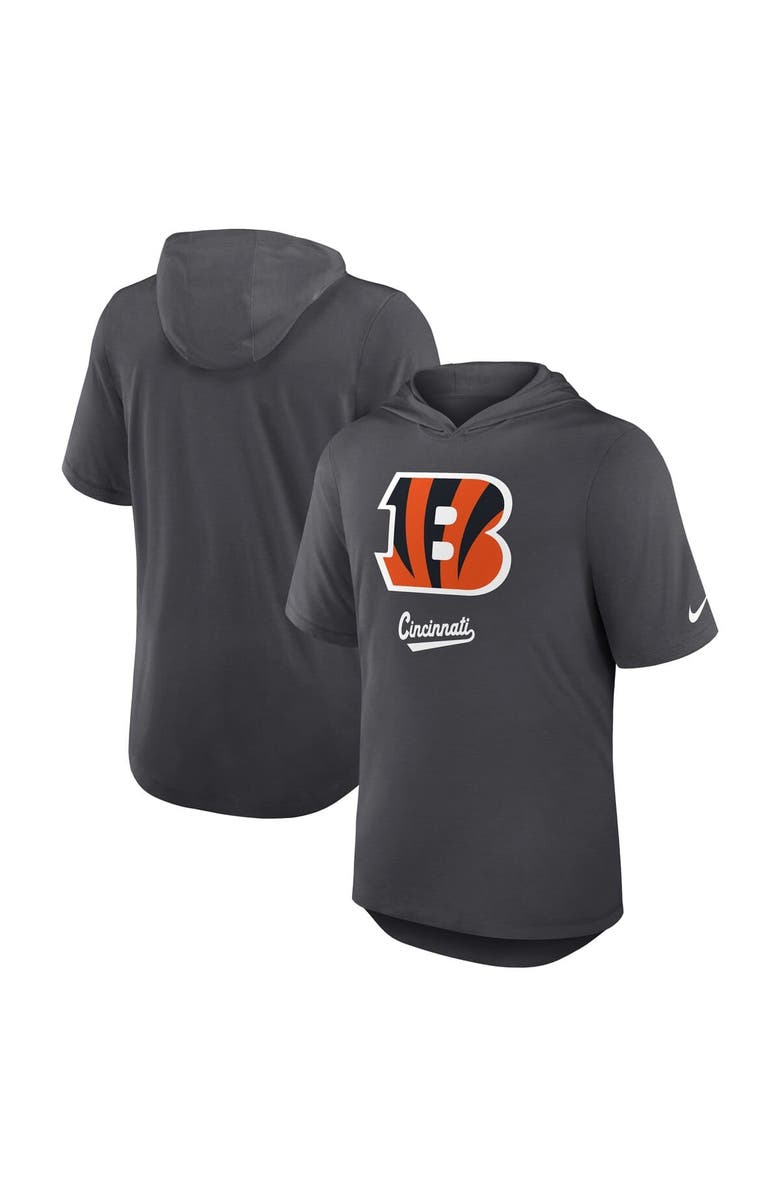 Nike Men's Nike Anthracite Cincinnati Bengals Tri-Blend Performance Hoodie T-Shirt, Alternate, color, Anthracite