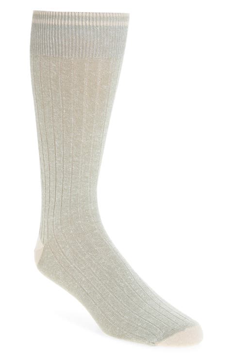 Ribbed Linen Blend Dress Socks