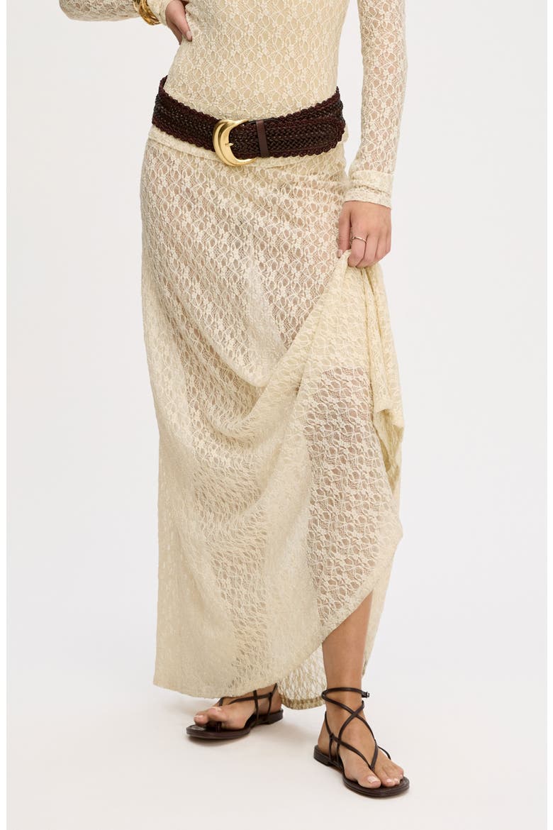 Lace Knit Maxi Skirt, Main, color, ALMOND