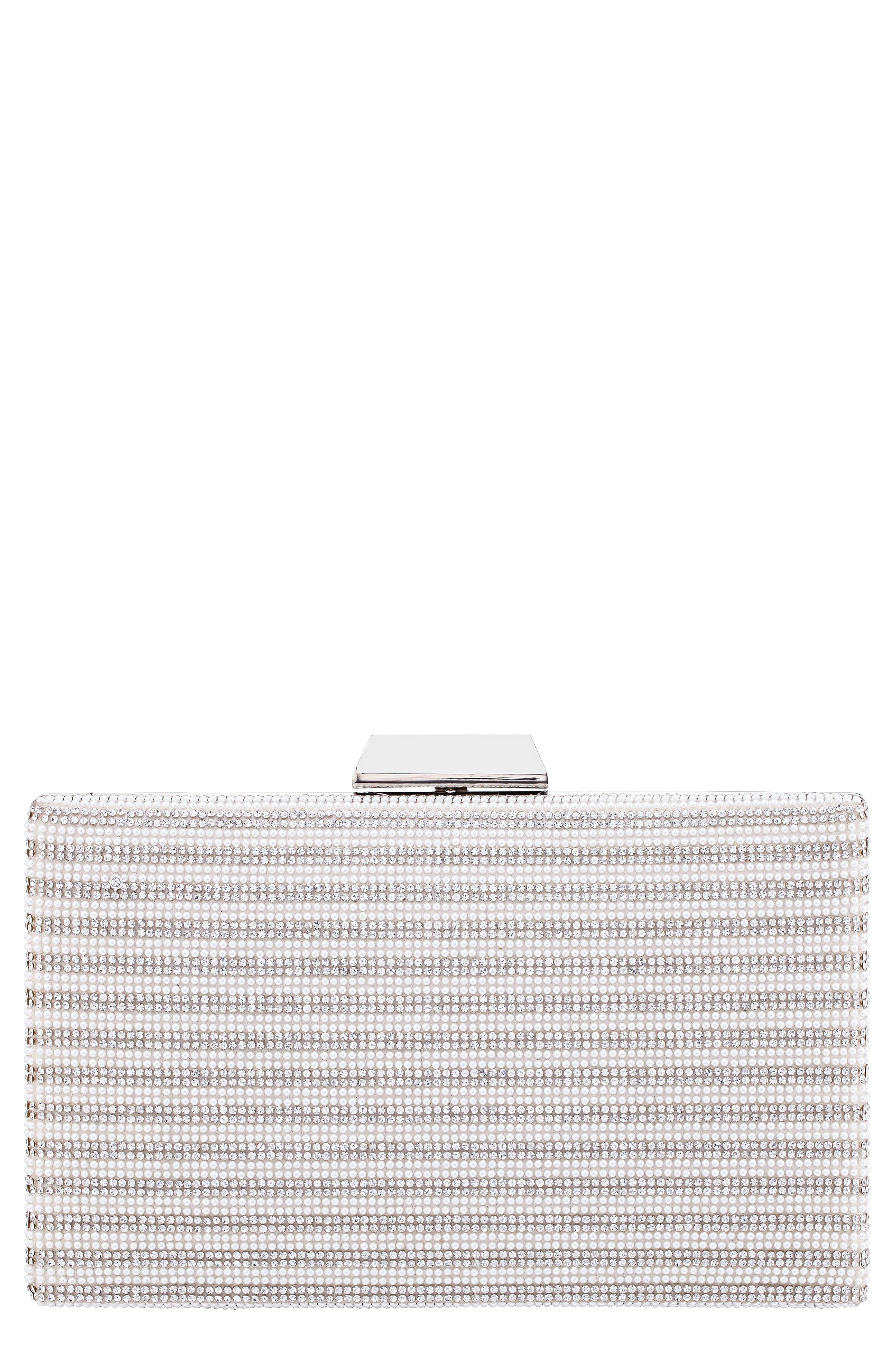 Nina Desyre Embellished Minaudière, Main, color, White