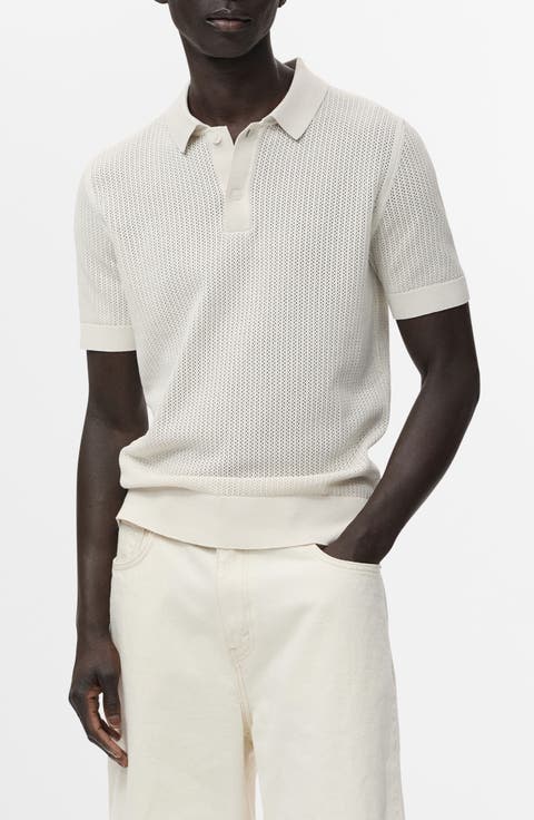 Openwork Knit Cotton Polo