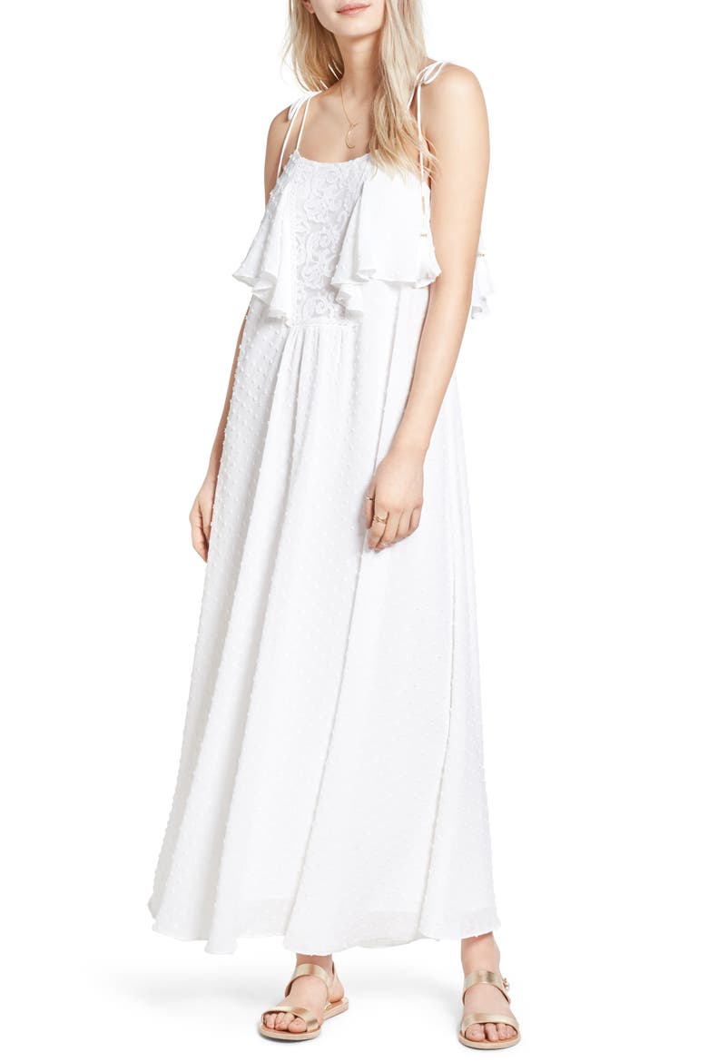 Swiss Dot Maxi Dress, Main, color, OFF WHITE
