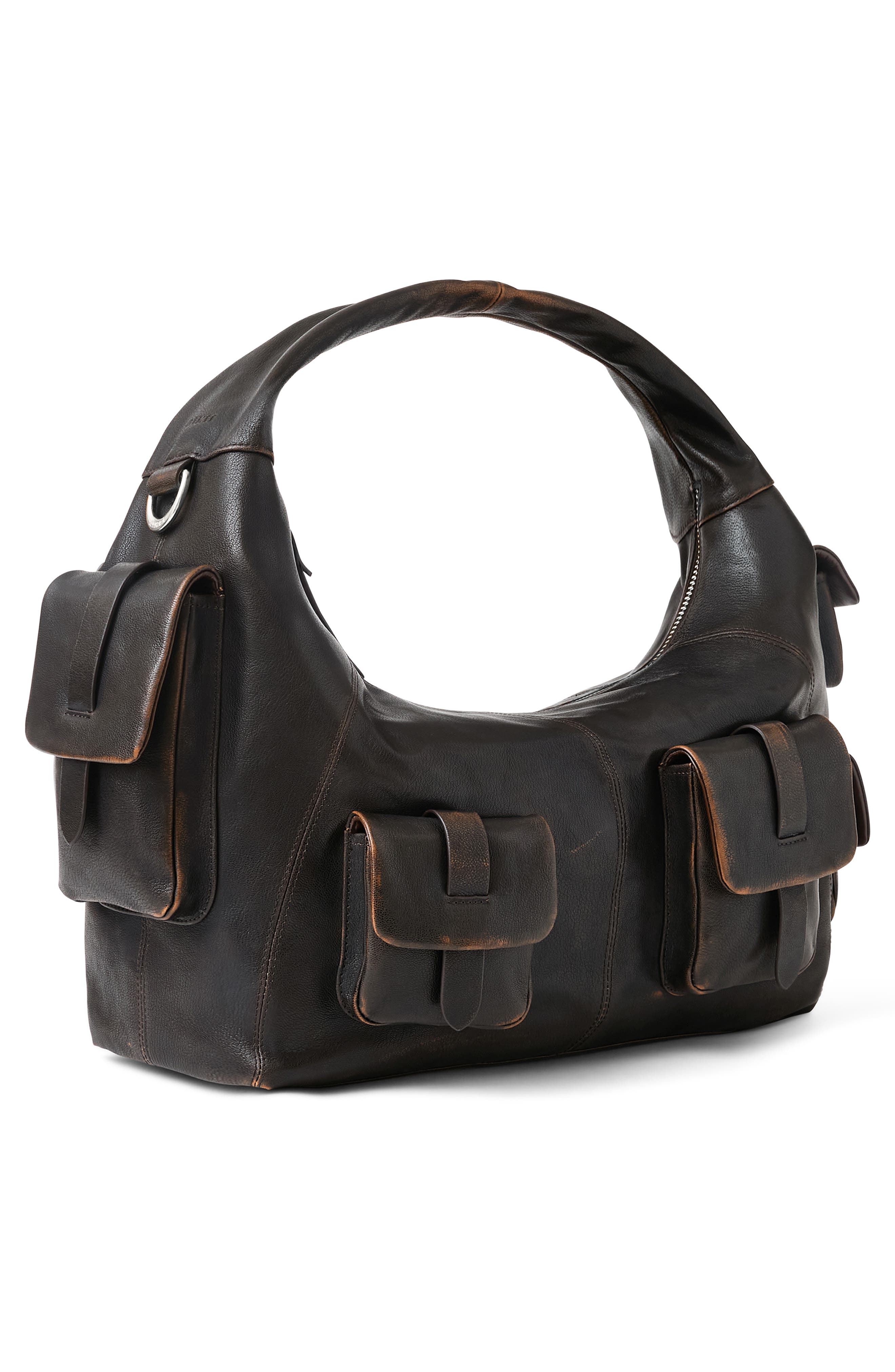 Rebel Leather Shoulder Bag, Alternate, color, FUDGE BRUSH OFF