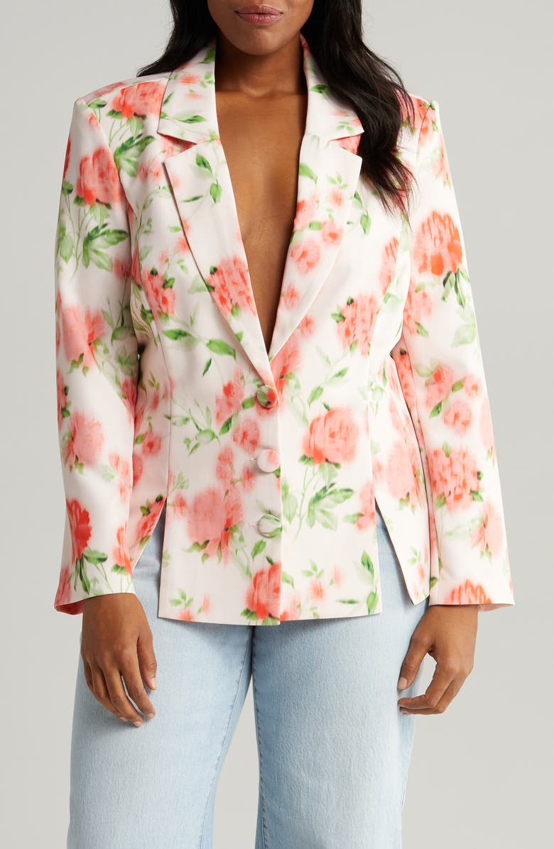 ASOS DESIGN Curve Floral Suit Blazer, Main, color,
