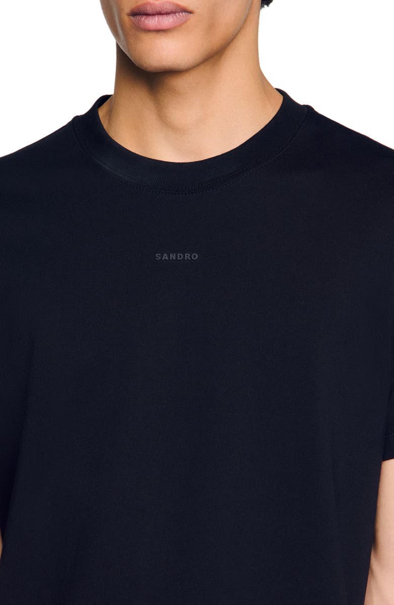 SANDRO Cotton T-shirt with logo, Alternate, color, Black