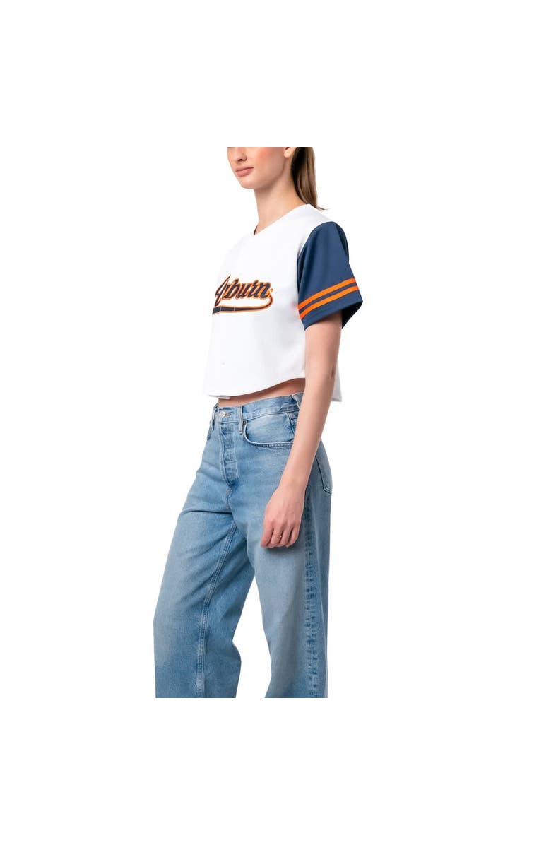 Established & Co. Women's Established & Co. White Auburn Tigers Baseball Jersey Cropped T-Shirt, Alternate, color, White