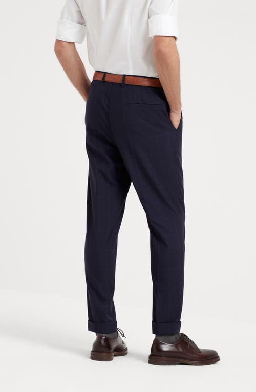 Brunello Cucinelli Trousers With Pleats In Navy Blue