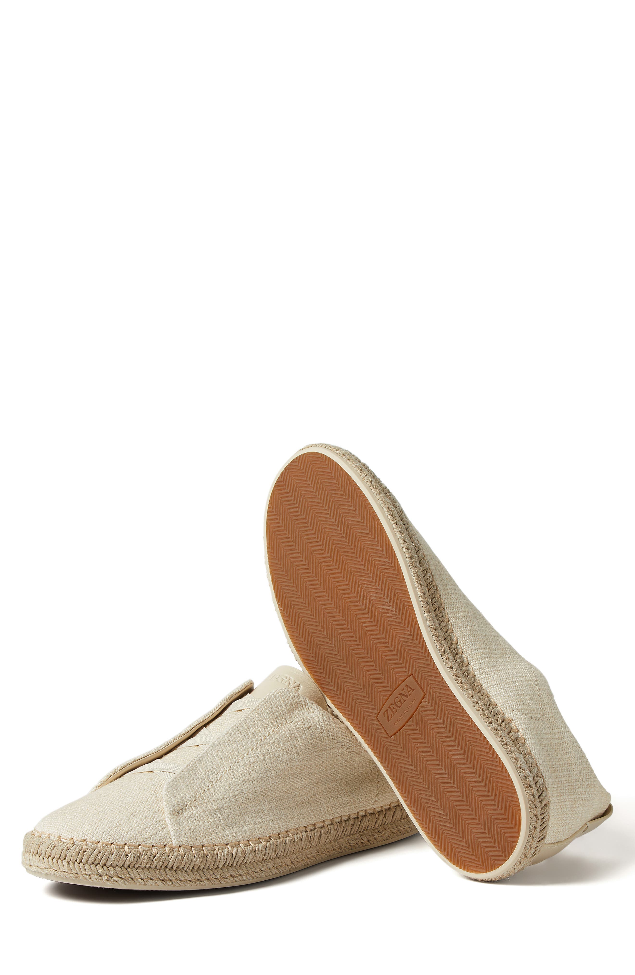 ZEGNA Linen & Leather Blend Triple Stitch<sup>™</sup> Espadrille, Alternate, color, 
