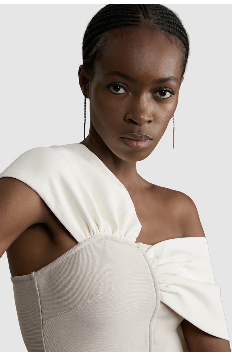 Karen Millen Figure Form Asymmetric Knit Top, Alternate, color, Neutral